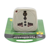 Terminator / Adapter, Multi traveler with shutter and indicator, EU to universal, White - 3 miniature