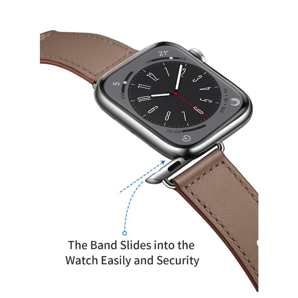 Perfii Genuine Leather Replacement Band For Apple Watch 49, 45, 44, 42 mm Series Ultra 8/7/6/5/4 SE - 3