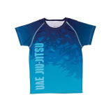 Rash Guard UAEJJ Jiu Jitsu Short Sleeve for Kids, Blue & Green, size YL - 1 miniature