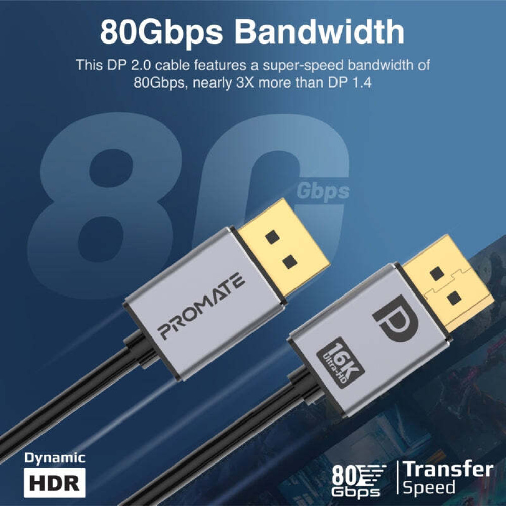 كابل PROMATE Dplink-16K 16K@60Hz High Definition Display PORT 2.0 - 5