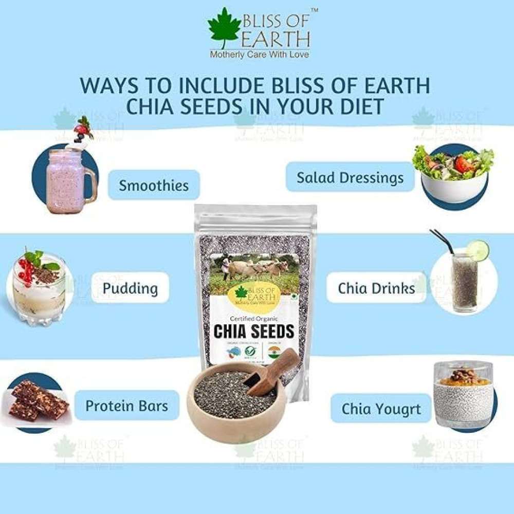 Bliss of Earth Organic Raw Chia Seeds For Weight Loss 600gm - 2