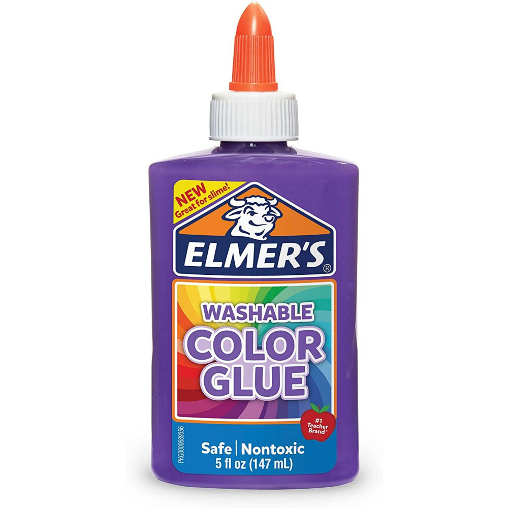 Glue Elmer's Washable Color for Making Slime, Purple, 5 Ounces, 147ml - 1