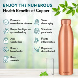 زجاجة مياه نحاسية من بوروسيل برو، نحاس 100%، مقاومة للتسرب، للاستخدام اليومي، 950 مل (عبوة من قطعة واحدة) - 5 miniature