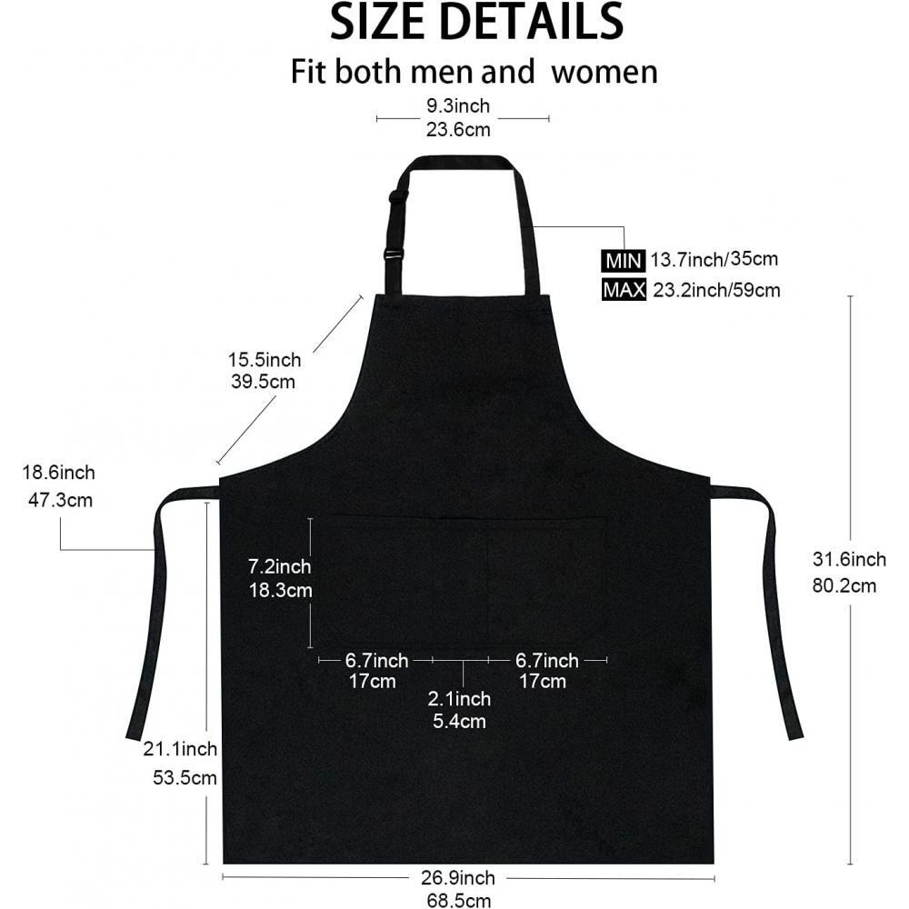 YISK Store / Apron, With 2 Pockets, Black - 2