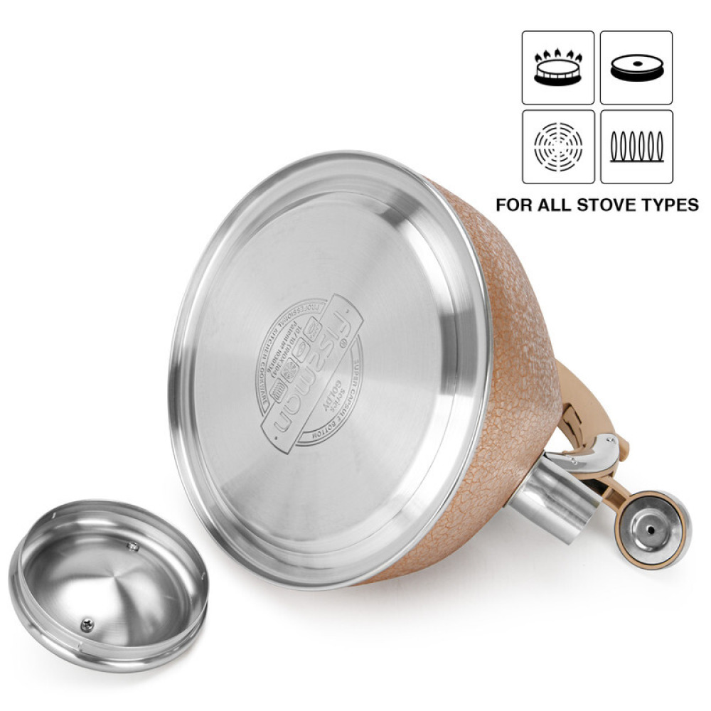Fissman Whistling Kettle Goldy 3.0 Ltr (Stainless Steel) - 3
