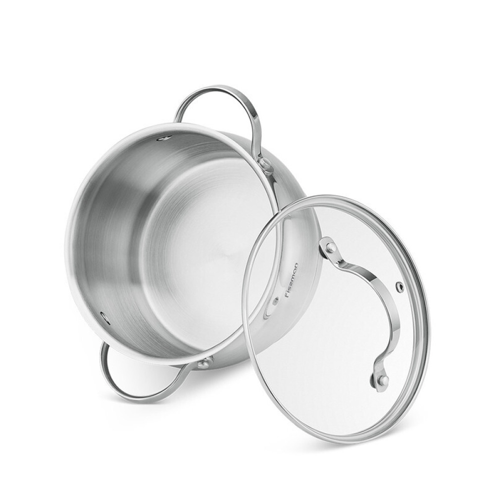Fissman Stockpot with Glass Lid 2.6LTR with Measuring Mark, Stainless Steel Stockpot Fabiana Series - 3