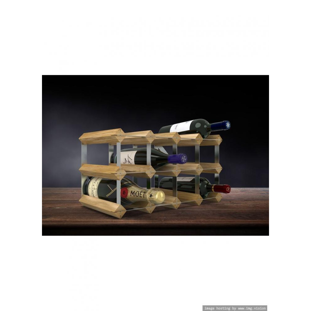 RTA Galvanized Steel & Light Oak Assembled 12 Bottel Wine Rack - 2