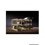 RTA Galvanized Steel & Light Oak Assembled 12 Bottel Wine Rack - 2 miniature