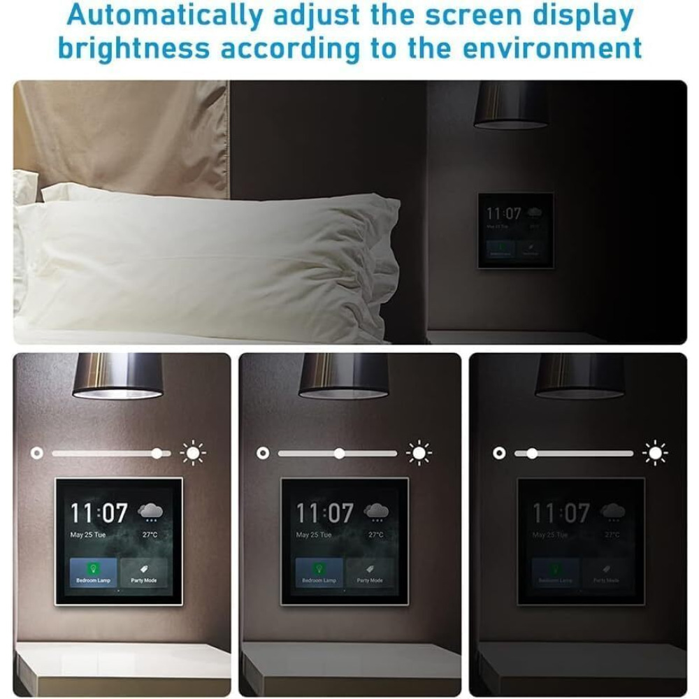 Smart Multi-functional Control Panel WiFi Smart Wall Screen with Sensor APP Control with 4-inch LCD Touch Screen Clock Date Temperature Weather Displa - 3