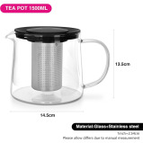 Fissman Tea Pot 1500ml with Stainless Steel Filter Borosilicate Glass - 2 miniature