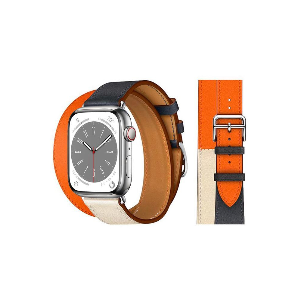 Perfii Double Tour Leather Replacement Band For Apple Watch 41/40/38mm Series 8/7/6/5/4/SE - 1