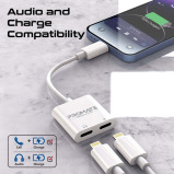 Promate MediaLink-i2i Dual Port Audio and Charge Lightning Adapter - 7 miniature