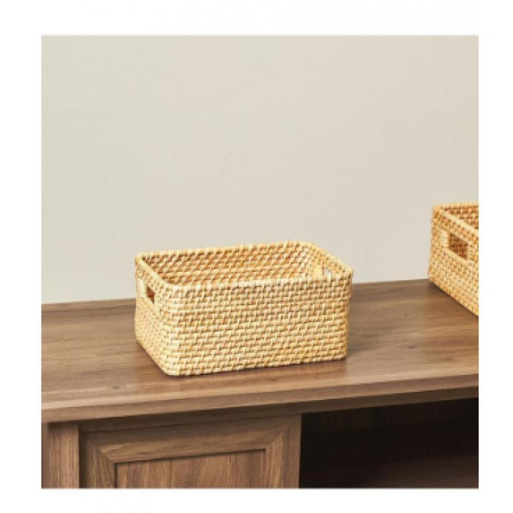 Homesmiths Natural Rattan Storage Bins With Handles Small - 2
