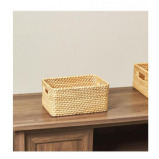 Homesmiths Natural Rattan Storage Bins With Handles Small - 2 miniature