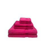 Set Towel BYFT Home Essentials Horizontal Striped Dobby, 30x30 + 40x70 + 70x140 Cm, Cotton 550 Gsm, Fuchsia Pink, Set of 6 - 1 miniature