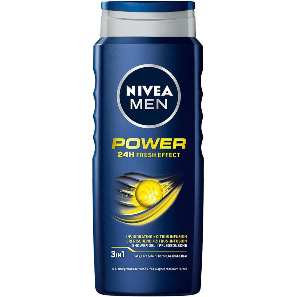 Nivea Men, Shower Gel for Body Power, Face & Hair, 500 ml - 1