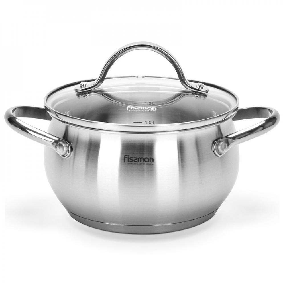 Fissman Casserole with Glass Lid 2.5 LTR Martinez Stainless Steel Silver 18x10cm - 1