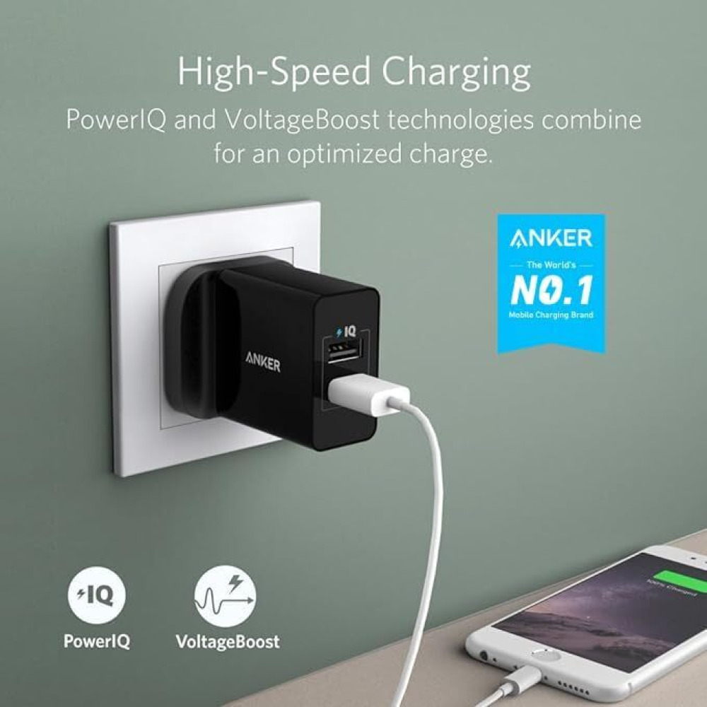 ANKER, USB-ЗАРЯДНОЕ Устройство 4,8 А/24 Вт, 2 порта, черный - 3