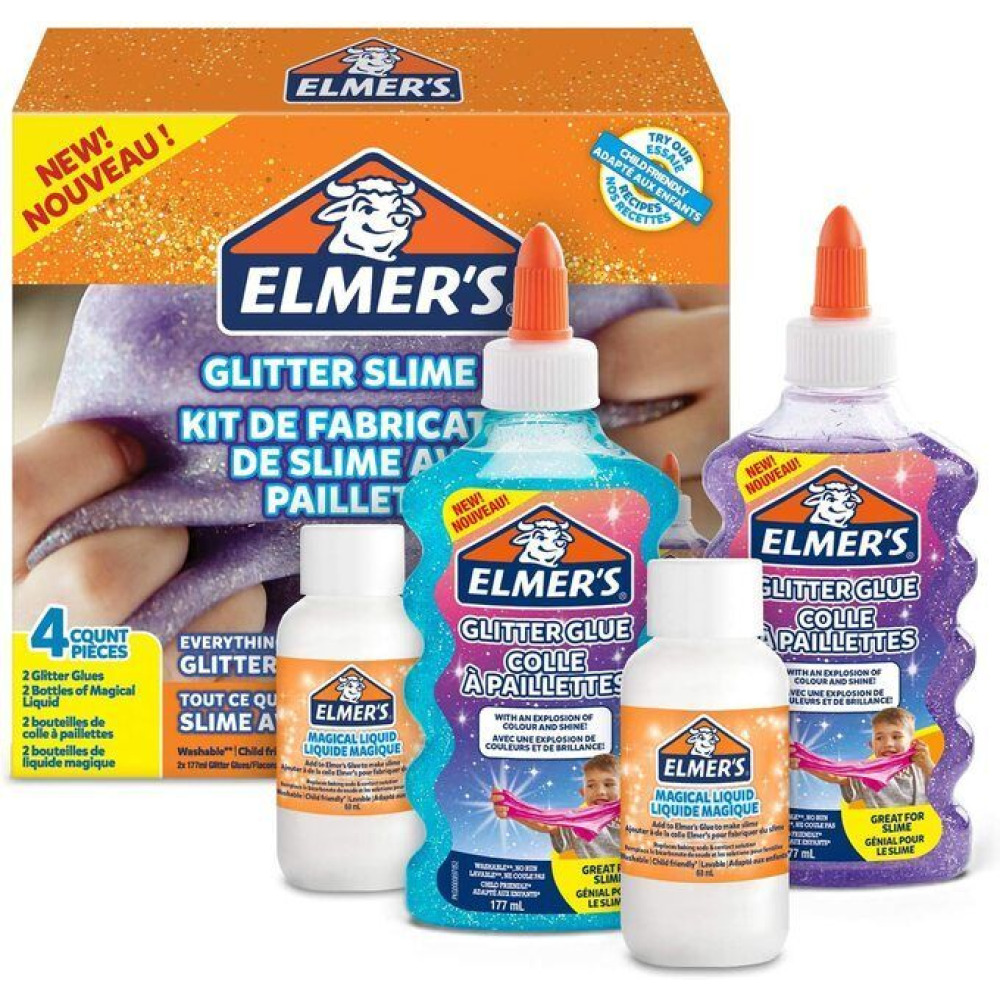 Kit Elmer's Slime Glitter PURPLE, 4 Шт. - 1