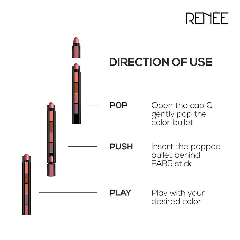 Renee Fab 5 Nude 5-in-1 Lipstick, 7.5g - 2