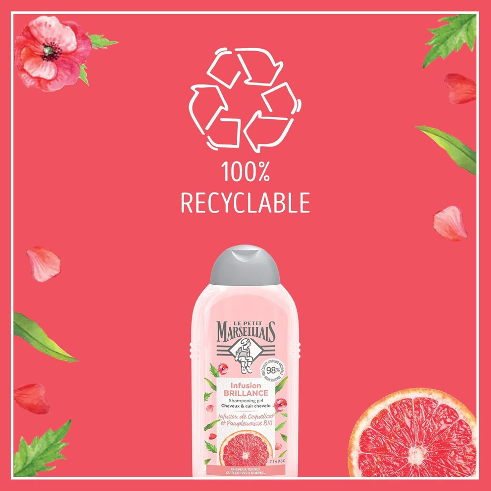 Le Petit Marseillais Shampoo Brightness And Light, Zeste de Grapefruit Organic, 250 ml - 6