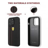 Ferrari Genuine Leather Hard Case With Debossed Stripes, iPhone 13 Pro Max, Black - 6 miniature