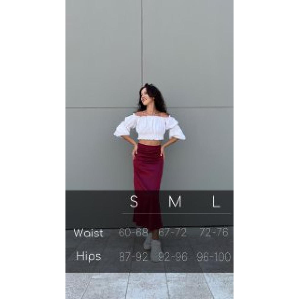 Шелковая Юбка Темно-Бордового Цвета (Размер M) - 3