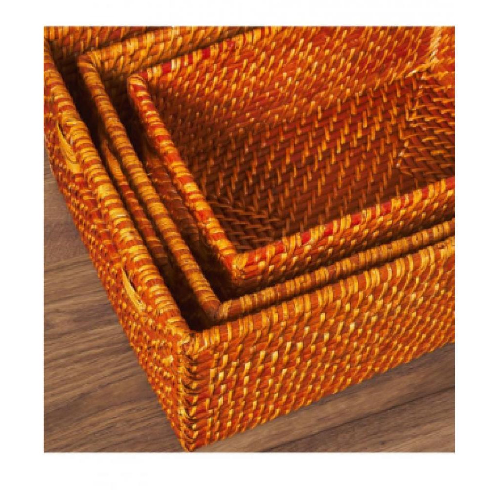 Homesmiths Copper Rattan Storage Bins With Handles Large - 5