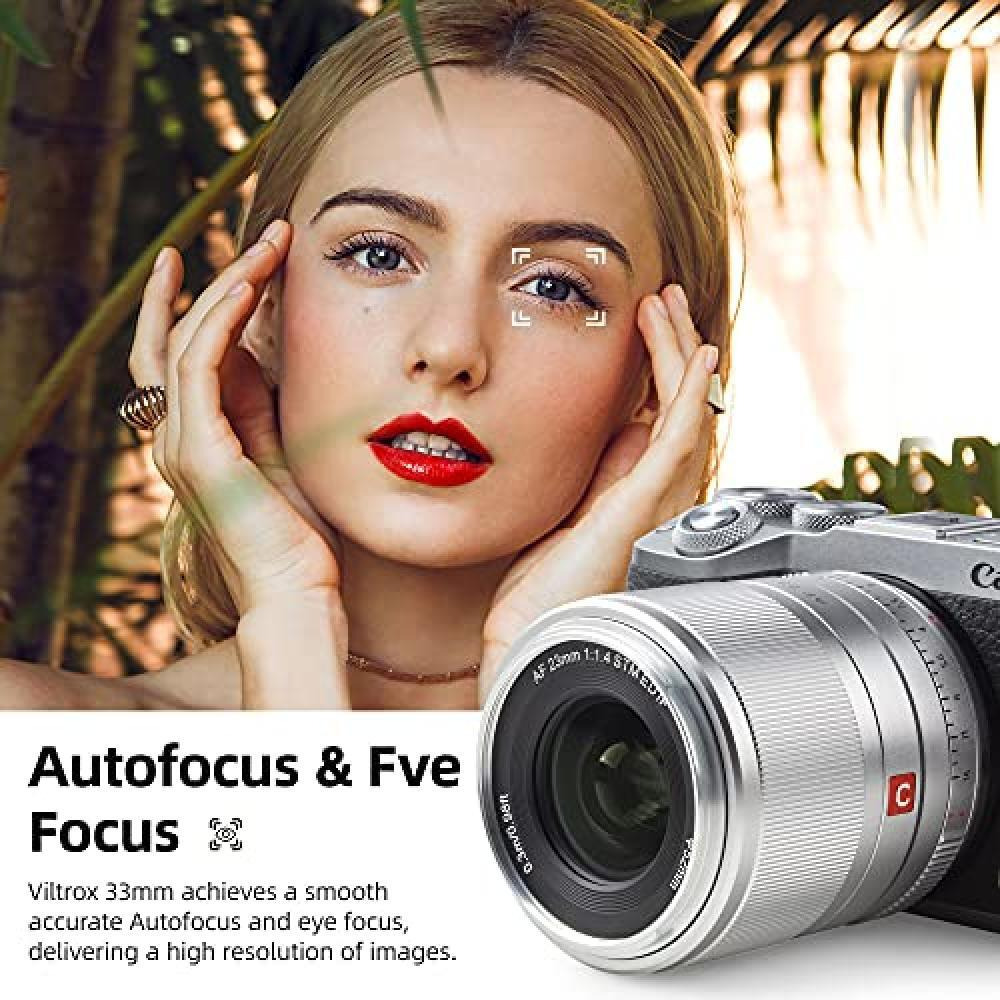 VILTROX 33mm F1.4 M STM Auto Focus APS-C Prime Lens for Canon EF-M Mount Mirrorless Camera EOS M3 M5 M6 M6II M10 M100 M200,Silver - 4