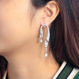 متناظرة الشكل غير النظامية المتدلية مهدب قطرة مكعب الزركون كريستال القرط - 3 miniature