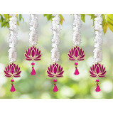 JH Gallery Lotus Hangings للديكور الزهور الجدارية المعلقة لديكور المعبد، Mandir DECOR Diwali Decor، عناصر تزيين Pooja (حزمة من 5) - 6 miniature