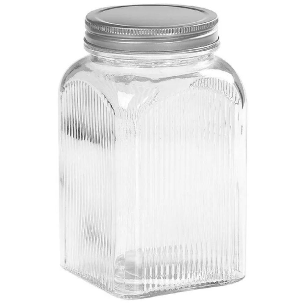 علب تخزين زجاجية مضلعة سعة 1.25 لتر من تالا مع أغطية قصدير علوية لولبية - 2