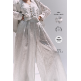 بنطلون كتان بالازو، أبيض لامع (M) - 5 miniature