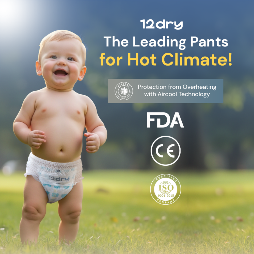 12dry Pants Easy Waist (size 4, 10-15 kg, 150 Count) For Babies With Round Tummies 100% Ultra-absorbent Japanese, Thin Breathable Extra Soft Waistband - 3