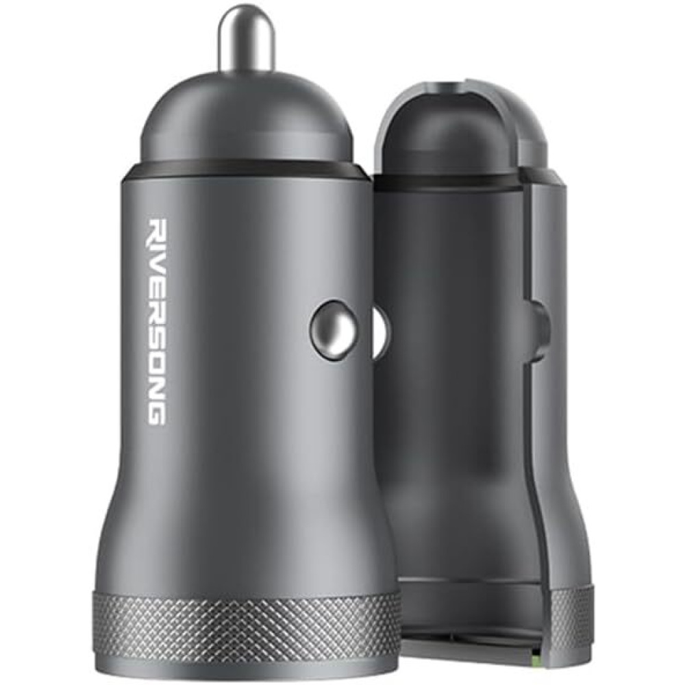 Riversong Dual Port PD20W And Qc3.0 Car Charger, CC20, Gun Silver - 2