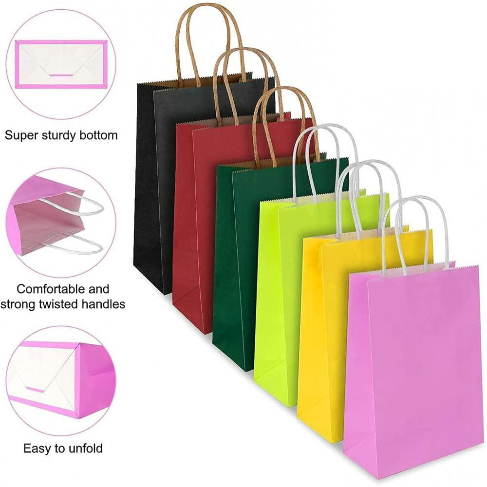 Coolbaby / Medium kraft paper gift bags, 12 pcs, 21x27x11 cm, black - 3