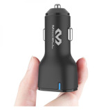 Miccell \/ Dual port car fast charger with light, PD 20W+QC 3.0, Black, VQ-C08 - 1 miniature