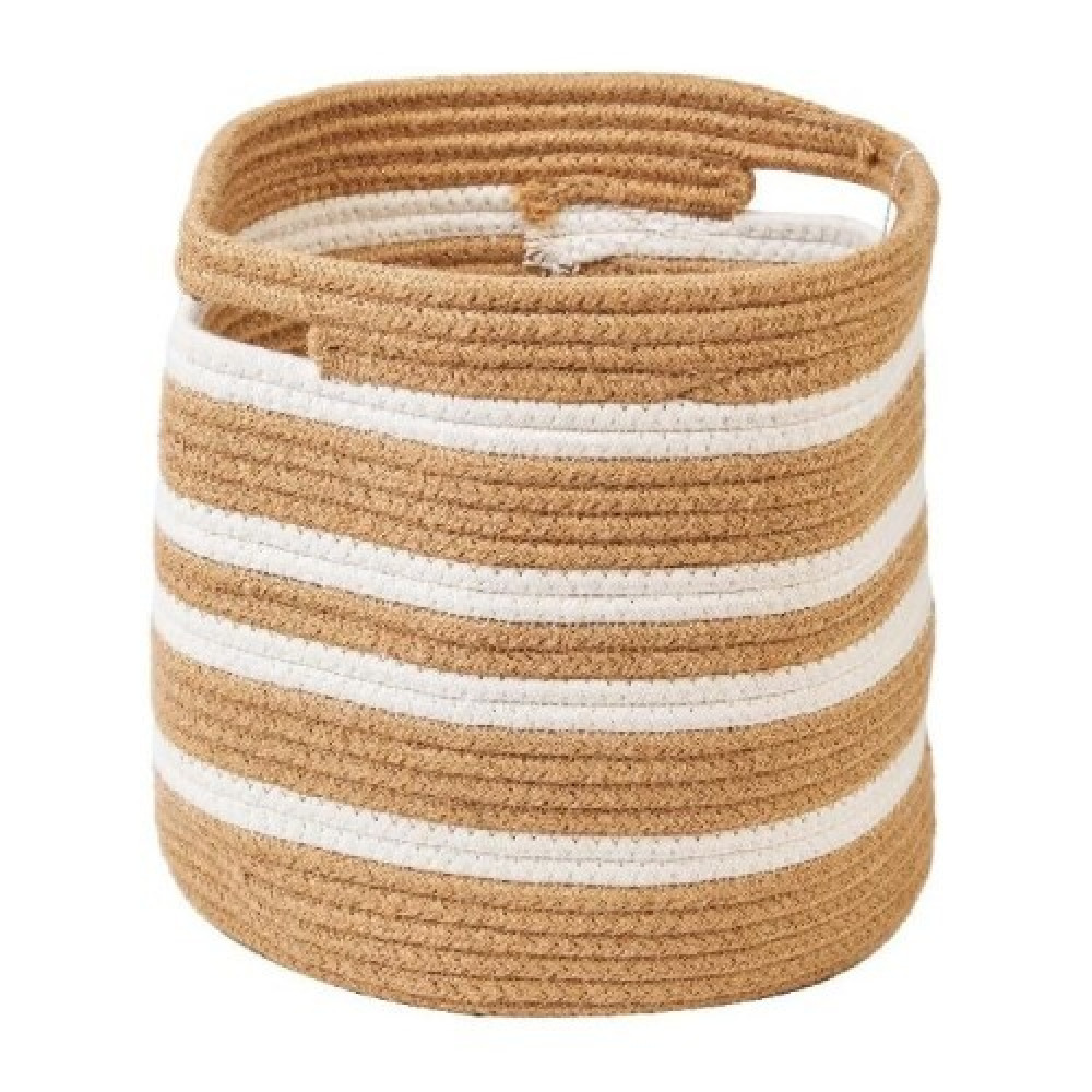 سلة من حبل القنب من هوم سميث، لون أبيض طبيعي، عمق 28 × ارتفاع 28 سم - 2