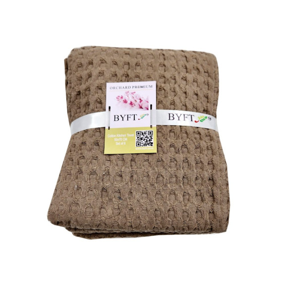 Kitchen Towel BYFT Orchard Heavy Waffle, 50 x 70 Cm, Cotton 102 Gsm, Dark Beige, Set of 6