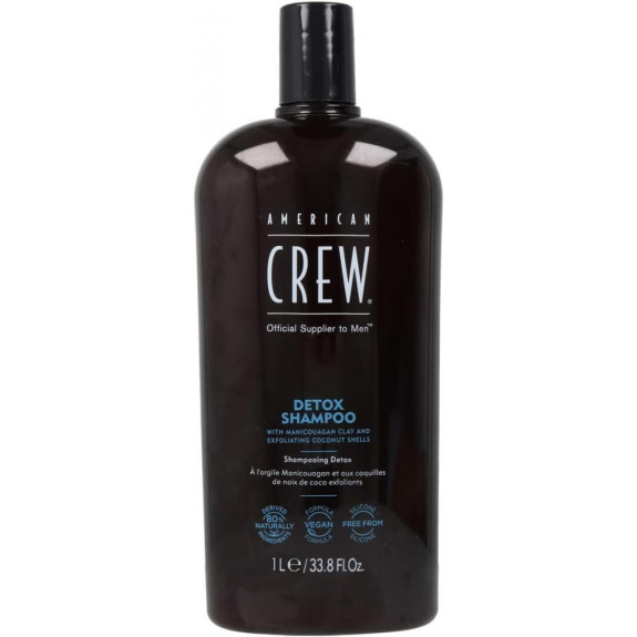 American Crew / SHAMPOO ، التخلص من السموم ، قشور جوز الهند وطين مانيكواغان ، 33.8 أونصة سائلة (1000 مل)
