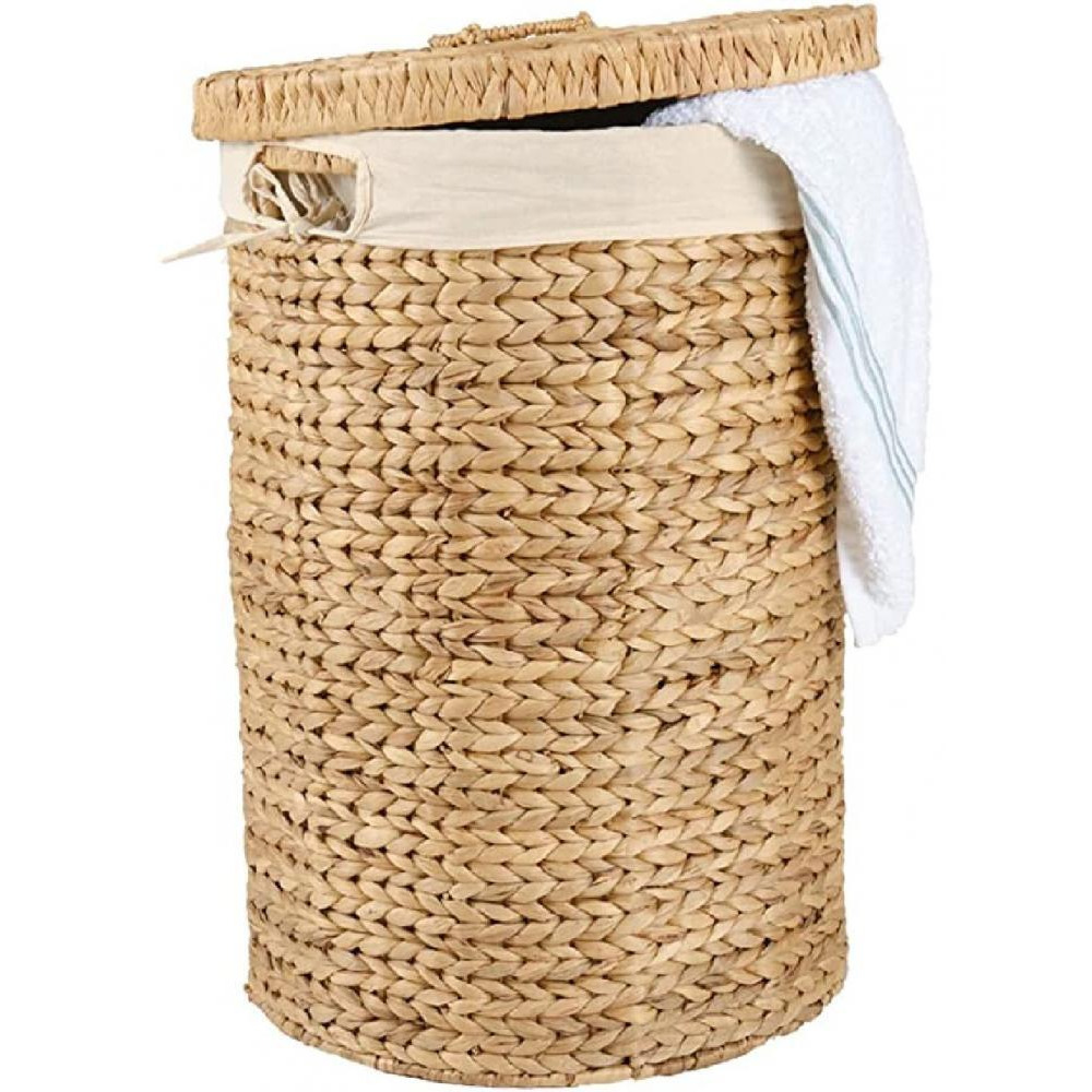 Homesmiths Round Water Hyacinth Laundry Hamper Dia-44 x 62 cm - 6