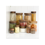 جرة زجاجية من خشب السنط سعة 1 لتر من شركة Little Storage Co - 7 miniature