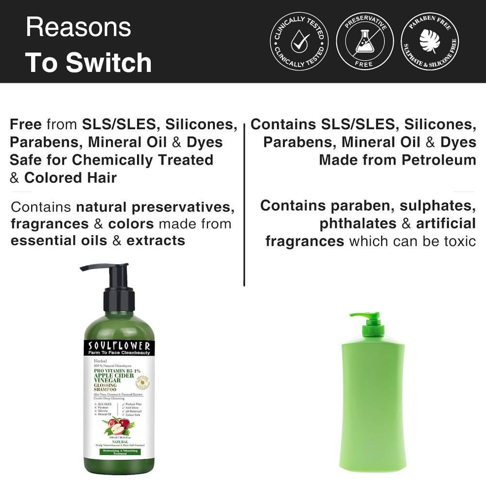 Soulflower Apple Cider Vinegar Shampoo and Conditioner, Pro-Vitamin B5 1%, Aloe Vera, Coconut  Oatmeal Extract, Pack of 2 - 4