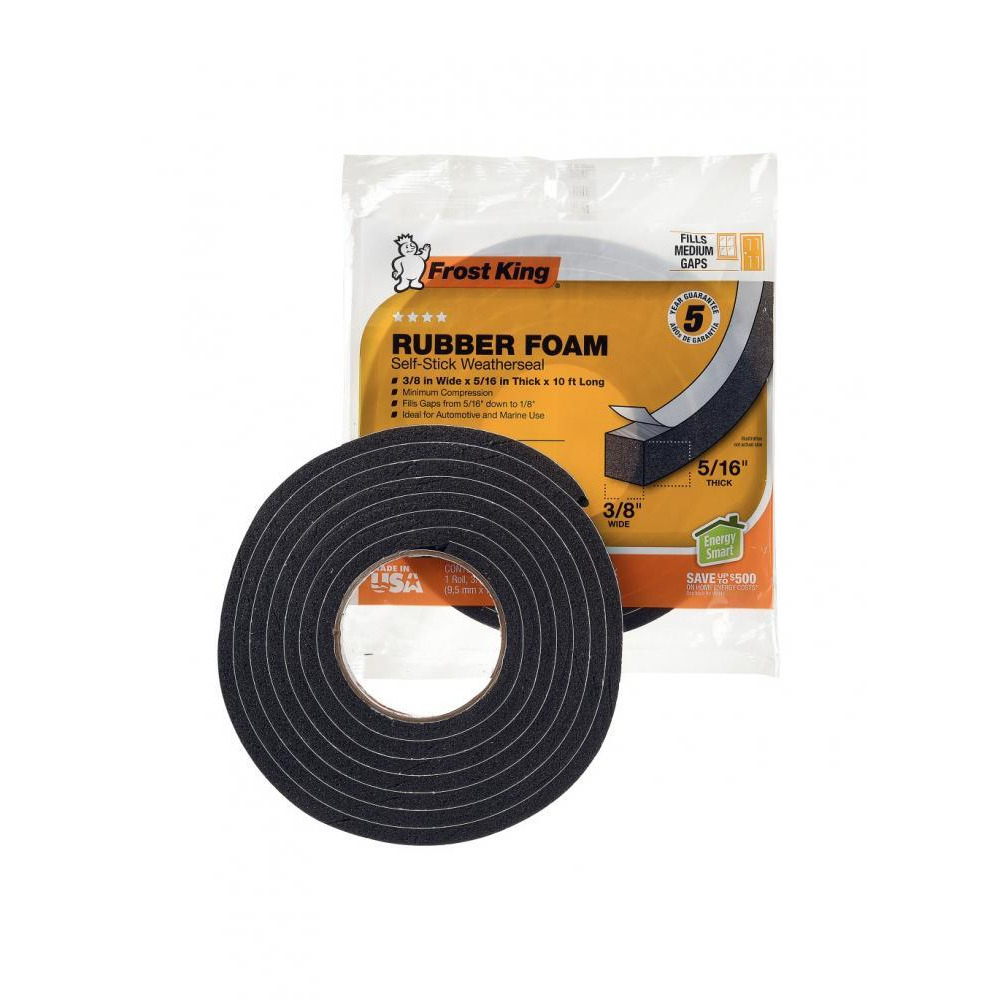 Frost King 38 x 516 дюймов X 10 Футов. Черная Резиновая Лента Из пеноматериала с погодным уплотнением - 1