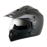 Vega Off Road ISI Certified Matt Finish Full Face Dual Visor with Peak Helmet for Men and Women Outer Clear Visor and Inner Smoke Sun Visor (Dull Blac - 1 miniature