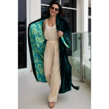 Asian Spirit, Deep Turquoise Velvet Abaya Jacket, Free size (XS-XL) - 1 miniature